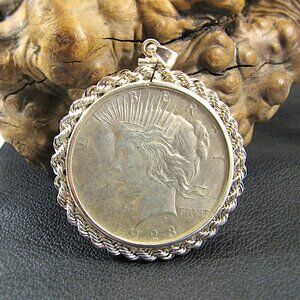 1923 Peace Dollar Pendant - Genuine Silver Dollar Coin Jewelry - Gift for Dad
